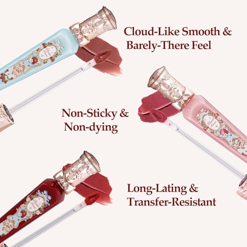 Flower Knows Strawberry Rococo Cloud Lip Cream,Long Lasting Warm Pink Matte Lipstick,Hydrating Lip Stain,Transfer & Smudge Proof Velvet Liquid Lipstick for Girls&Women,0.12 Fl Oz(S05 Tiny Tulip)