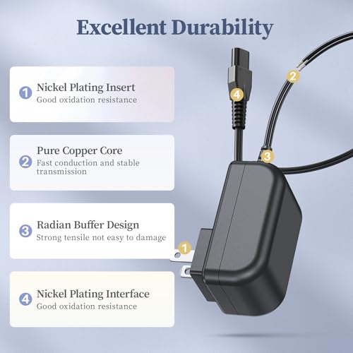5V Charger for Skull Shaver Power Cord Compatible with Pitbull Gold/Silver Pro Rechargeable Clipper AC Adapter for Butterfly Kiss Cordless Trimmer DC Adaptor Supply