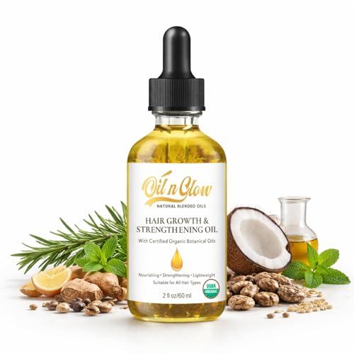 OilnGlow 9-in-1 Organic Peppermint Hair & Scalp Oil Leaves - Nourishing Thinning Hair Support