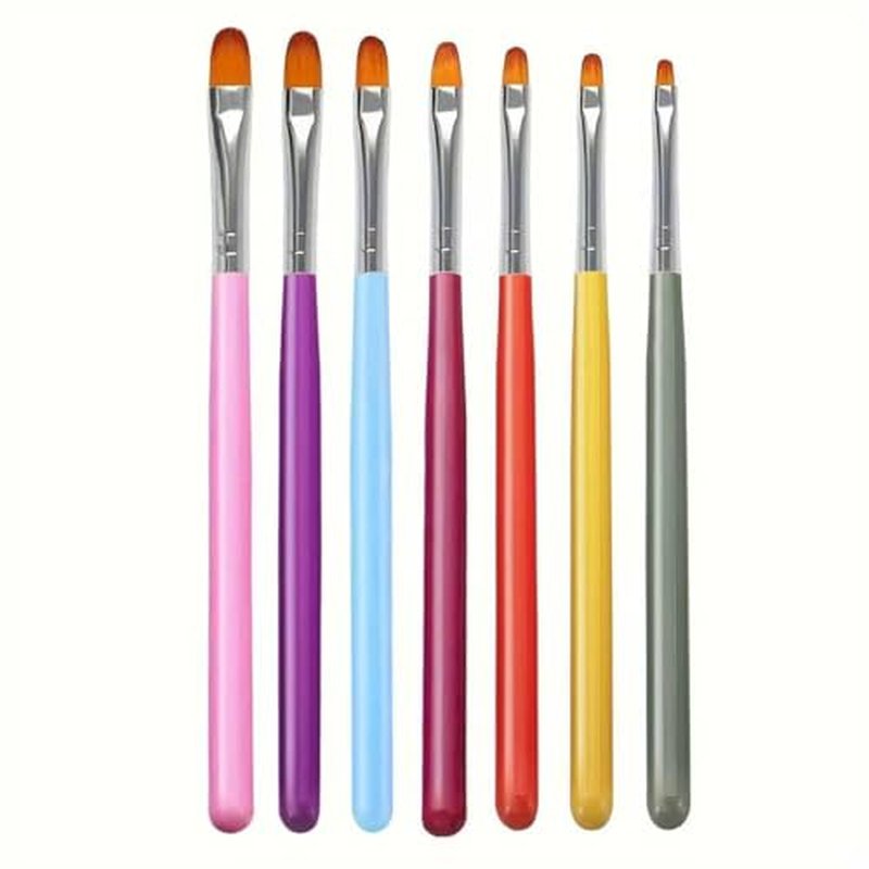 7Pc Gel Nail Brush Set, Oval Shaped for Builder & Sculpting