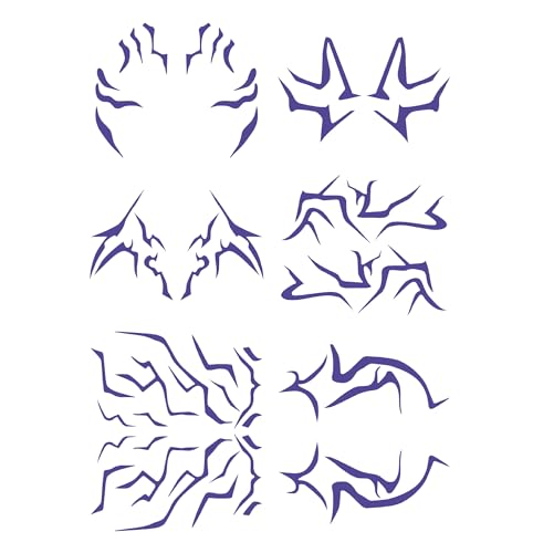 Purple Anime Temporary Tattoos - 6 Cosplay Stickers
