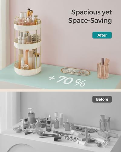 SONGMICS Makeup Organizer 3-Tier Rotating Lazy Susan White