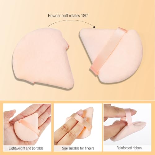 Pimoys 6-Pack Triangle Powder Puff Sponges for Makeup, Wet or Dry Application