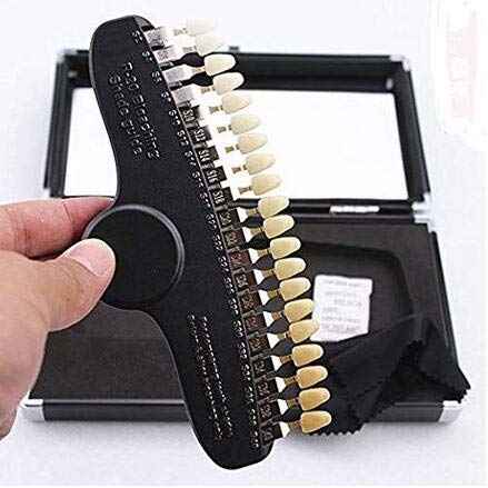 Professional 3D R-20 Teeth Whitening Shade Guide Dental 20 Colors Tooth Bleaching Shade Chart with Mirror Aluminum Case