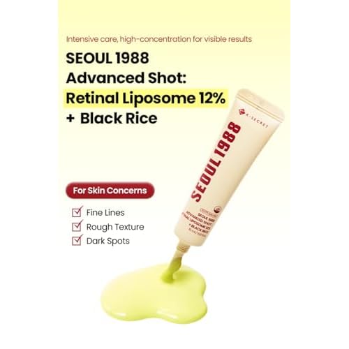 K-SECRET SEOUL 1988 Retinal Advanced Shot ? Formulated with 22,275 Spicules and Advanced Retinal Liposome 12% | Fine Lines and Skin Texture Care Serum | Korean Skincare, 15ml / 0.51 fl oz