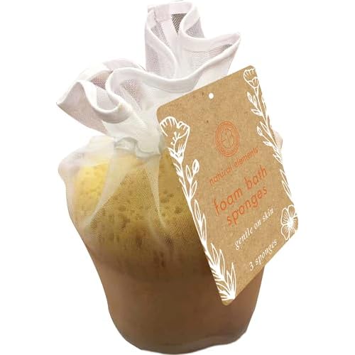 Natural Elements Foam Bath Sponges, Spa Experience at Home, Pack of 3