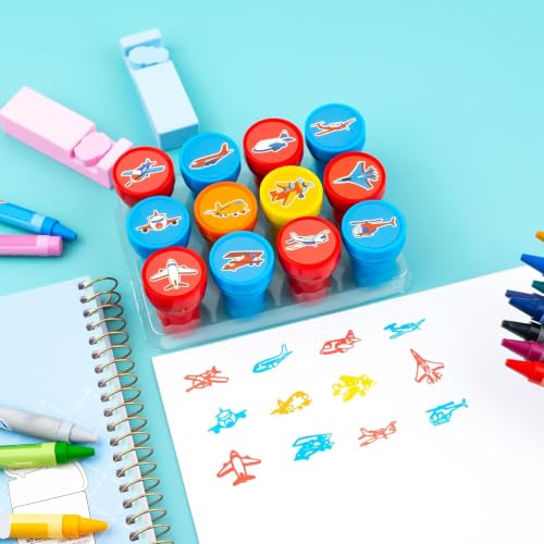 Airplane Party Favors Set - 24 Tattoos & 12 Stamps