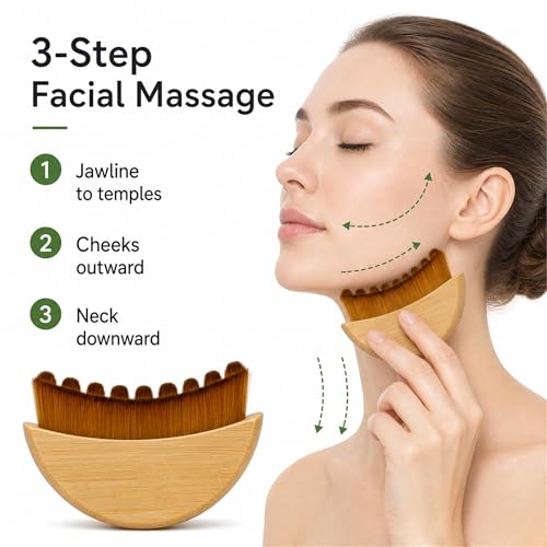 Lymphatic Contour Face Brush – Natural Bamboo Facial Massager