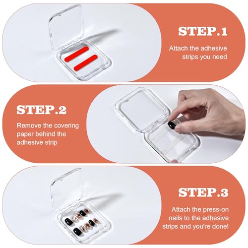 48 Press On Nail Storage Boxes with 180 Adhesive Strips