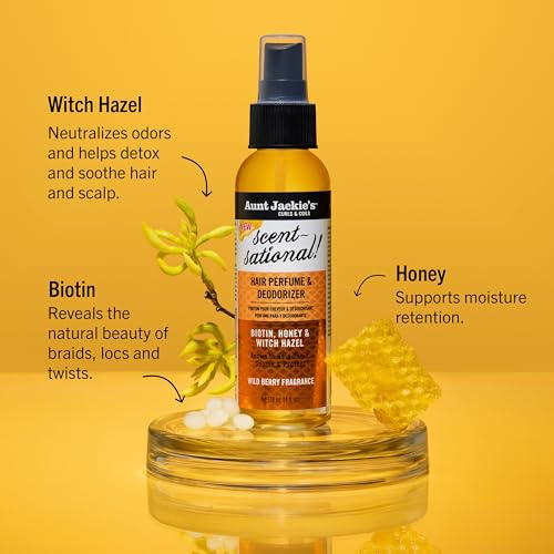 Aunt Jackie's Braid + Twist Collection Scratch Free Zone & Scent-Sational ? With Witch Hazel, Biotin, and Honey ? 4 fl oz (2 Products)