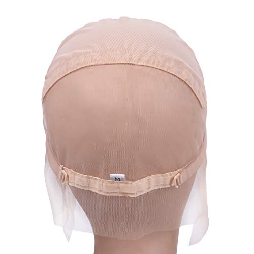 YANTAISIYU Full Lace Wig Cap Wig Base with Adjustable Strap Hairnet Cap for Making Wig Caps (Beige M 22inch)