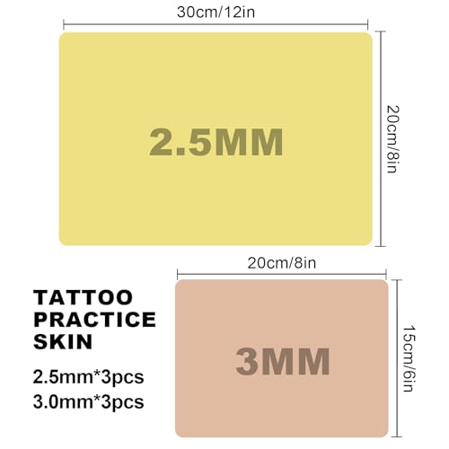 Tattoo Practice Skins 6Pcs - 2.5mm & 3mm Realistic Silicone Sheets