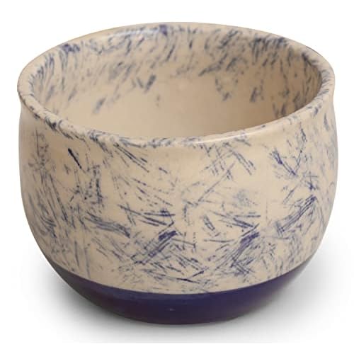 ETROVES Ceramic Shaving Bowl | Scuttle Leather Bowl for Men, Easy Leather Soap Bowl, 4 Inch, White Blue