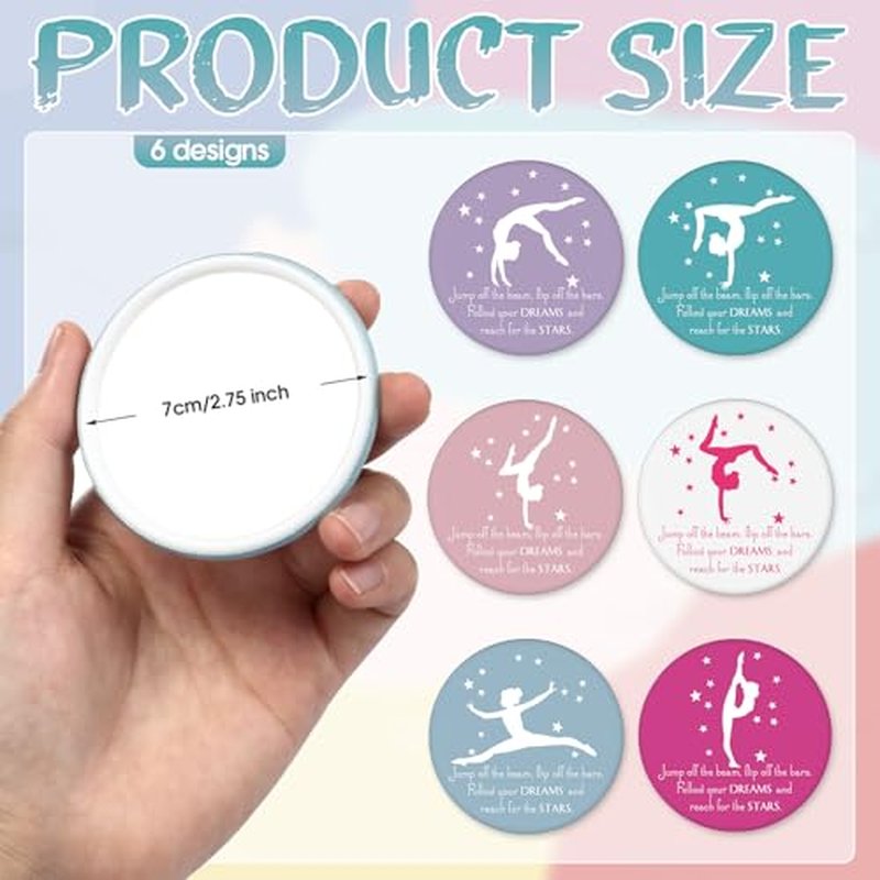 18 Pcs Gymnastics Gifts Bulk Gymnastics Party Favor Mini Compact Mirror 2.76 Inches Inspirational Easter Gifts for Sports Lover Team Gym Supplies(Colorful)