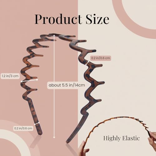 Zig Zag Headband with Teeth Comb - Non-Slip Hair Grip 2pcs