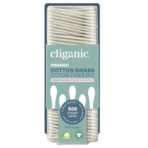 Organic Cotton Swabs 500 Count - Hypoallergenic, Chlorine-Free, Gentle & Eco-Friendly