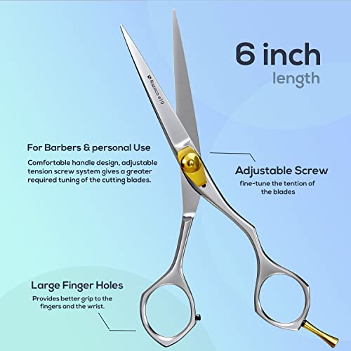 Suvorna 6" hair scissors professional - hair cutting scissors professional - professional hair scissors - hair shears professional - barber scissors professional - hair shears for women, men, & kids.