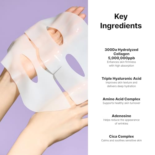 Super Glow Deep Collagen Hydrogel Mask 1.48 oz ¡¿ 8 Sheets, 5,000,000ppb Hydrolyzed Collagen, Elasticity, Wrinkle Care & Radiance, Overnight K-Beauty Mask (8 Count (Pack of 1)) Sold by Pharmeus