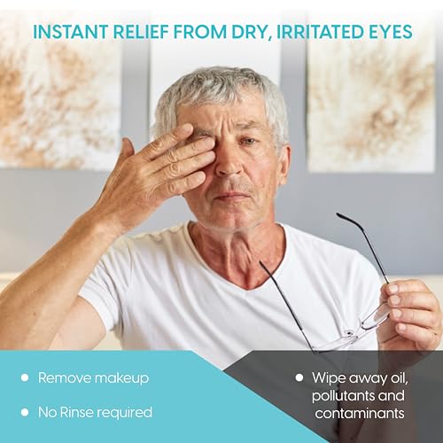 Clear C Eyelid Wipes Pre-Moistened for Dry Eyes ? Rinse Free Eye Lid Cleaning Wipes ? Individually Wrapped Travel Eye Wipes, 1 Box of 30