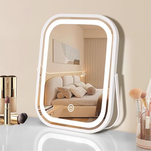 Travel Makeup Mirror with Lights, LED Vanity Mirror 8.1in