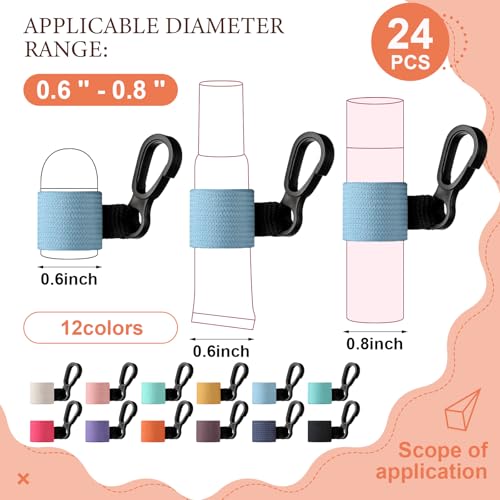 24 Pcs Bulk Mini Lip Balm Holders Elastic Lip Gloss Holders Keychain Lipstick Sleeves Portable Clip on for Lipsticks Keys Purse Lanyard