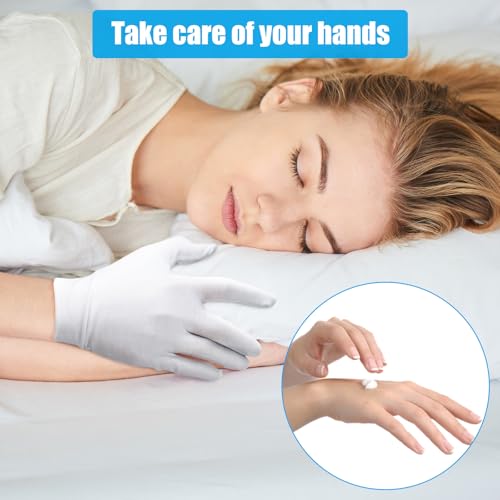 FourSeas White Cotton Moisturizing Gloves for Overnight Care - 7 Pairs