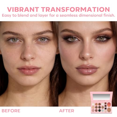 LUXAZA PRO 5-in-1 Eyeshadow Palette with Blush & Highlighter - 18 Shades