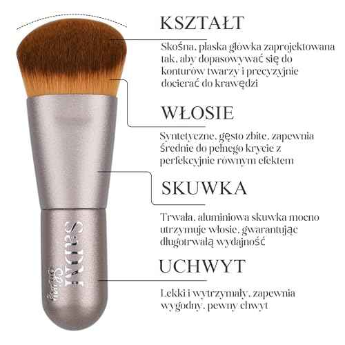 Kabuki Makeup Brush - Angled Blender Brush for Powder, Cream, Liquid Foundation, Sunscreen, Blush Blending & Bronzer - Professional Make Up Brush - Full Face Makeup Brush - Vegan & Cruelty Free