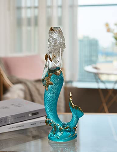 SEINHIJO Mermaid Statue Decor Modern Sculpture Figurine Home Gifts Table Centerpiece Crafts Polyresin Arts 9.8inch