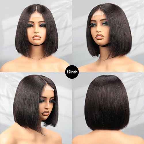 2 by 6 Kim K Glueless Wigs Human Hair Pre Plucked Easy Cut Middle Part Preference Human Hair wig 180% Wear and Go Wigs for Black Women (2¡¿6 black, 14 inch)