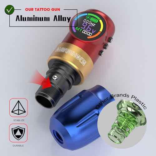 Wormhole Tattoo Gun Tattoo Kit Wireless Tattoo Machine ? Digital LED Display, 1500mAh Battery, 3 Modes (Normal/Jump-Start/Dot Work), Includes 20Pcs Tattoo Needles, Tattoo Pen for Lining & Shading