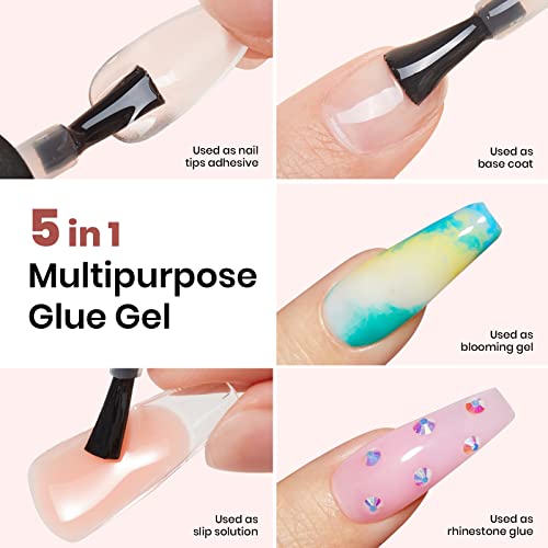 Beetles Gel Polish Nail Extension Kit 240 Pcs Gelly Tips Full Matte Short Coffin Shape 5 in 1 Glue Uv Led Lamp & Jelly Gel Polish Nude Pink Color Neutral Translucent Set Soak Off Nail Lamp Manicure