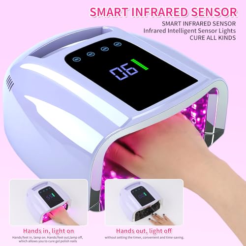 ANGNYA 96W LED Nail Lamp UV Gel Dryer with Dual Light