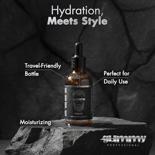 Gummy Professional Beard Oil for Men ? Lightweight Conditioning Oil Formula to Moisturize and Soften Facial Hair, Beard and Mustache ? Non Greasy Grooming Care for Daily Use ? 1.69 fl oz / 50 ml