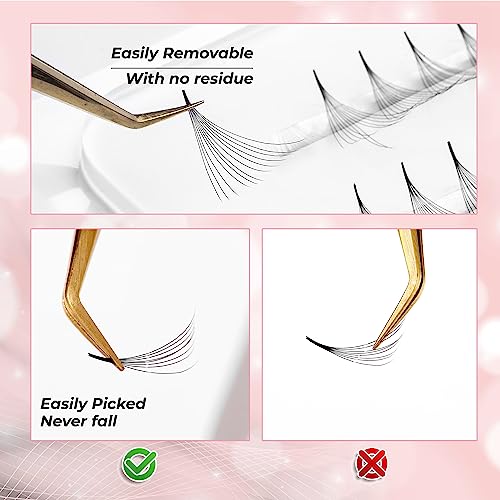 GLAMOREYELASH 1000 Ultra Speed Narrow Promade Fans | Natural Eyelash Extension 3D~16D | Handmade Individual Lashes Extension with 0.03/0.05/0.07mm Thickness of Mink Lashes | C CC D Curl for Cat Eye Lashes | 8 - 17mm Length for Fluffy Eyelash Cluster(10D-0