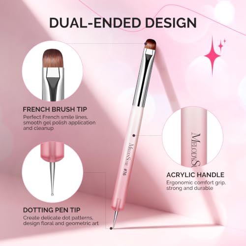 MelodySusie Dual-Ended French Tip Nail Brush & Dotting Pen Set