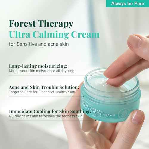 Forest Therapy Ultra Calming Cream Soothing Moisturizer for Sensitive, Acne-Prone Skin - Redness Relief, Deep Hydration, Trouble Care - Korean Skin Care 2.70 Oz