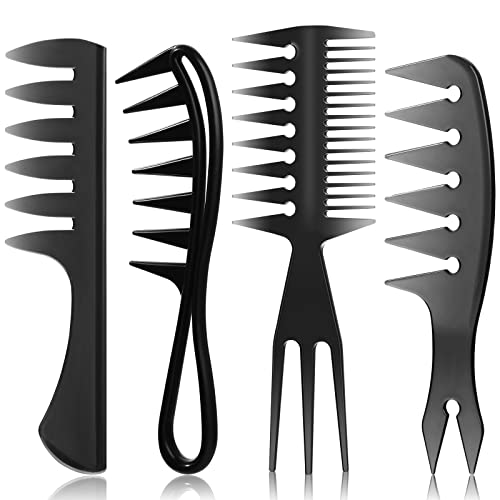 Sieral 4-Piece Wide Tooth Hair Styling Combs Set for Men & Women