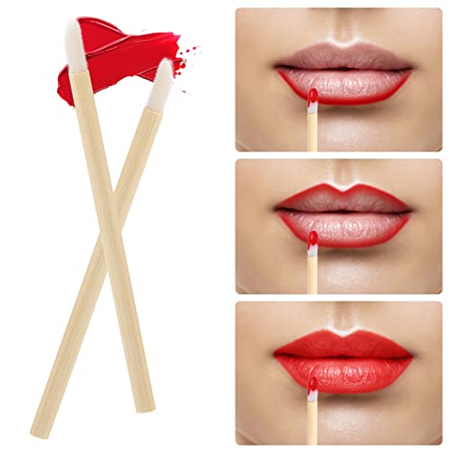 200pcs Bamboo Disposable Lip Brushes - Lipstick Applicator Wands