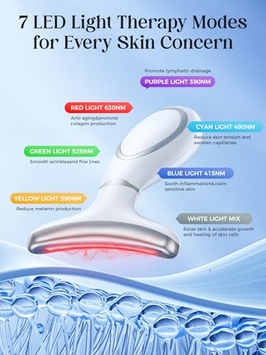 7-Color Red Light Therapy Device for Face & Neck - Anti-Aging Massager