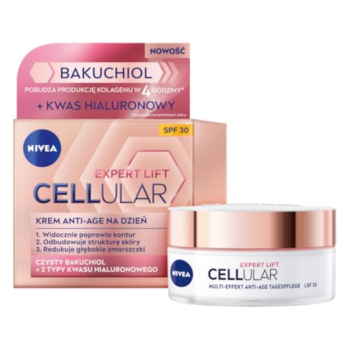 NIVEA Cellular Expert Lift Anti-Age Day Cream & 3-Zone Lifting Serum Duo ? Pure Bakuchiol + Micro & Macro Hyaluronic Acid for Facial Contours, Firmness & Reduced Wrinkles (50 ml + 30 ml)