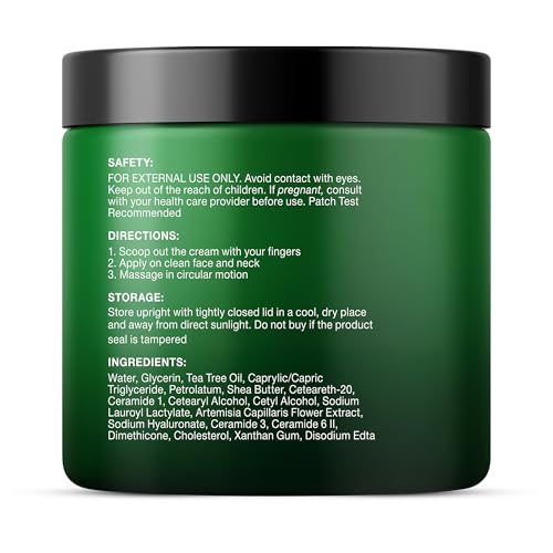 Majestic Pure Tea Tree Oil Face Cream | Cream for Dry & Itchy Skin, Acne, Scar, Day & Night Moisturizer Face Cream for Women & Men | 8 Oz