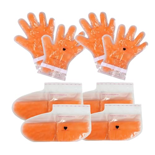 4 Pairs Paraffin Wax Gloves and Socks, Paraffin Wax for Hand and Feet, Paraffin Hand and Foot Gloves Booties for Intensive Hydration At Home Or Spa (peach)