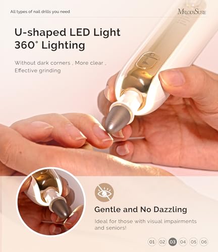 Electric Nail Drill Kit with 8 Bits and LED Light - 4600 RPM