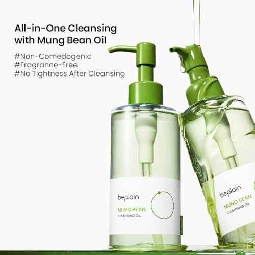 beplain Mung Bean Cleansing Oil(6.76fl.oz/200ml)| Fragrance-Free | Non-Comedogenic Tested| Makeup Blackhead Remover & Deep Pore Cleanser| Suitable for Sensitive Skin| Double Cleansing Korean Skincare