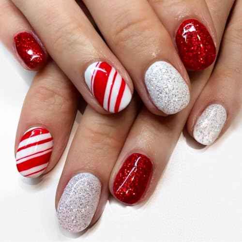 Imtiti Glitter Gel Nail Polish Set, Christmas Red and Green Glitter Gel Polish Soak Off LED U V Shimmer Sparkle Nail Gel Polish DIY Nail Art Starter Manicure Salon Gel Nail Polish Kit 10ML