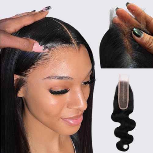IDN BEAUTY SKINLIKE REAL HD 2X6 Lace Closure Human Hair 20 Inch Body Wave Closure Bleached Single Knots HD Closure Ultra-thin 2x6 Lace Closure Virgin Human Hair 0.1 mm Pre Plucked Hairline Closure