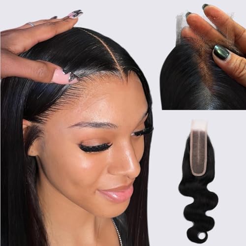 IDN BEAUTY SKINLIKE REAL HD 2X6 Lace Closure Human Hair 18 Inch Body Wave Closure Bleached Single Knots HD Closure Ultra-thin 2x6 Lace Closure Virgin Human Hair 0.1 mm Pre Plucked Hairline Closure