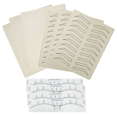 Microblading Practice Skin Kit - 6 Pieces with 4 Eyebrow Rulers