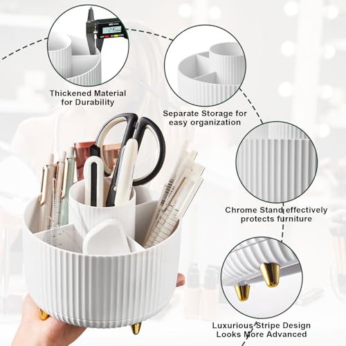 360° Rotating Makeup Brush Holder Organizer - 5 Compartments